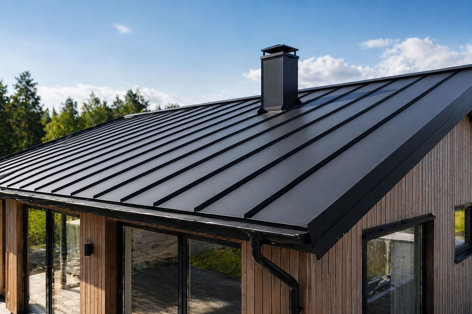 Nya moderna fönster monterade på villa med hög energieffektivitet