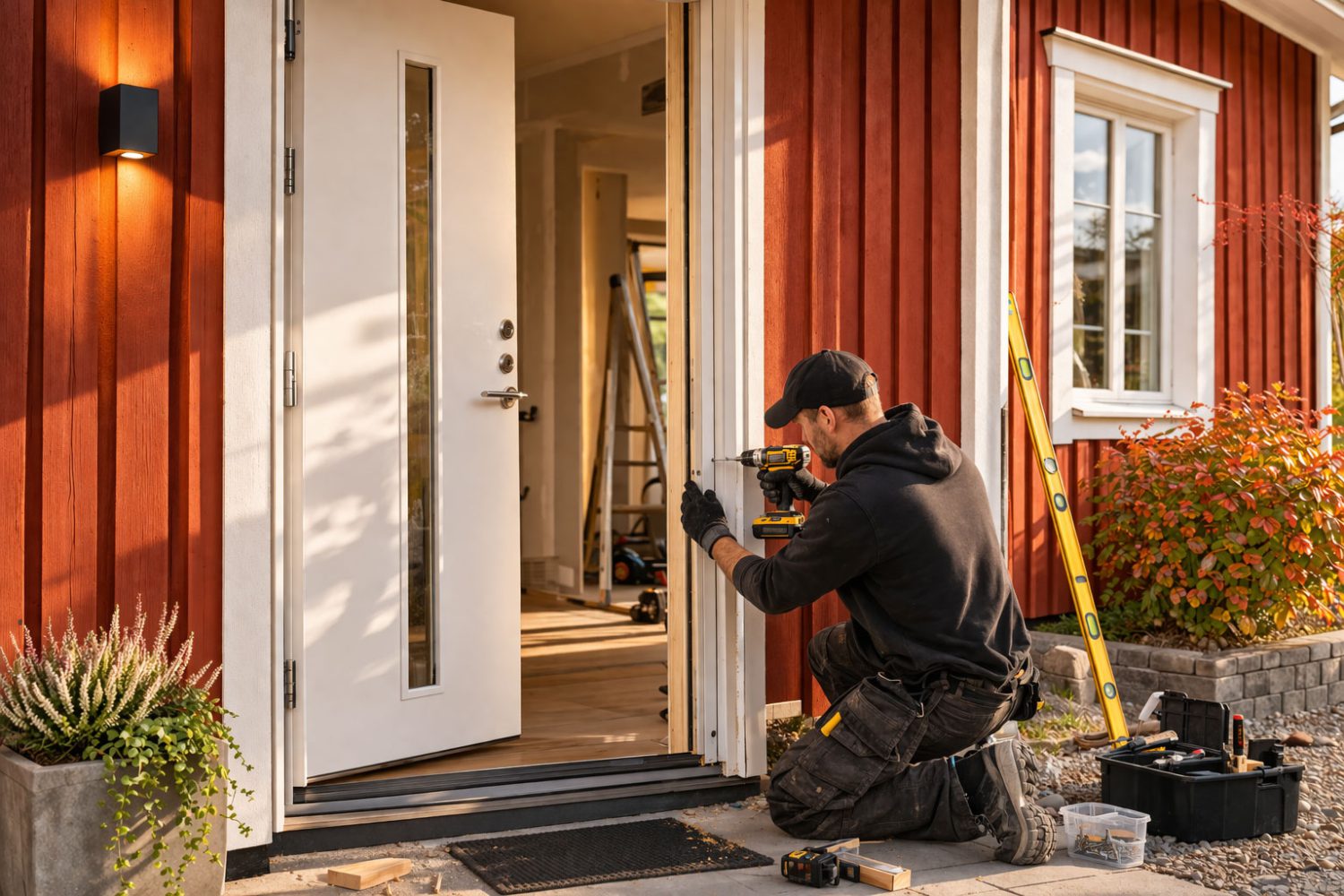 Montering av ytterdörr i villa i Falun