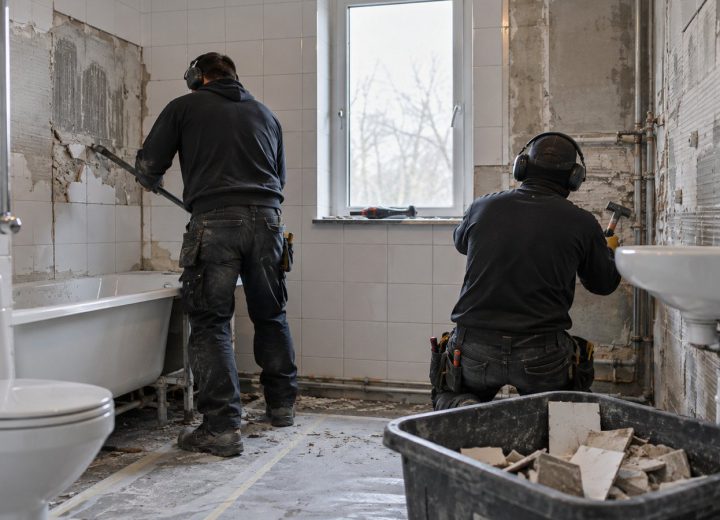 Badrumsrenovering – hantverkare i arbete