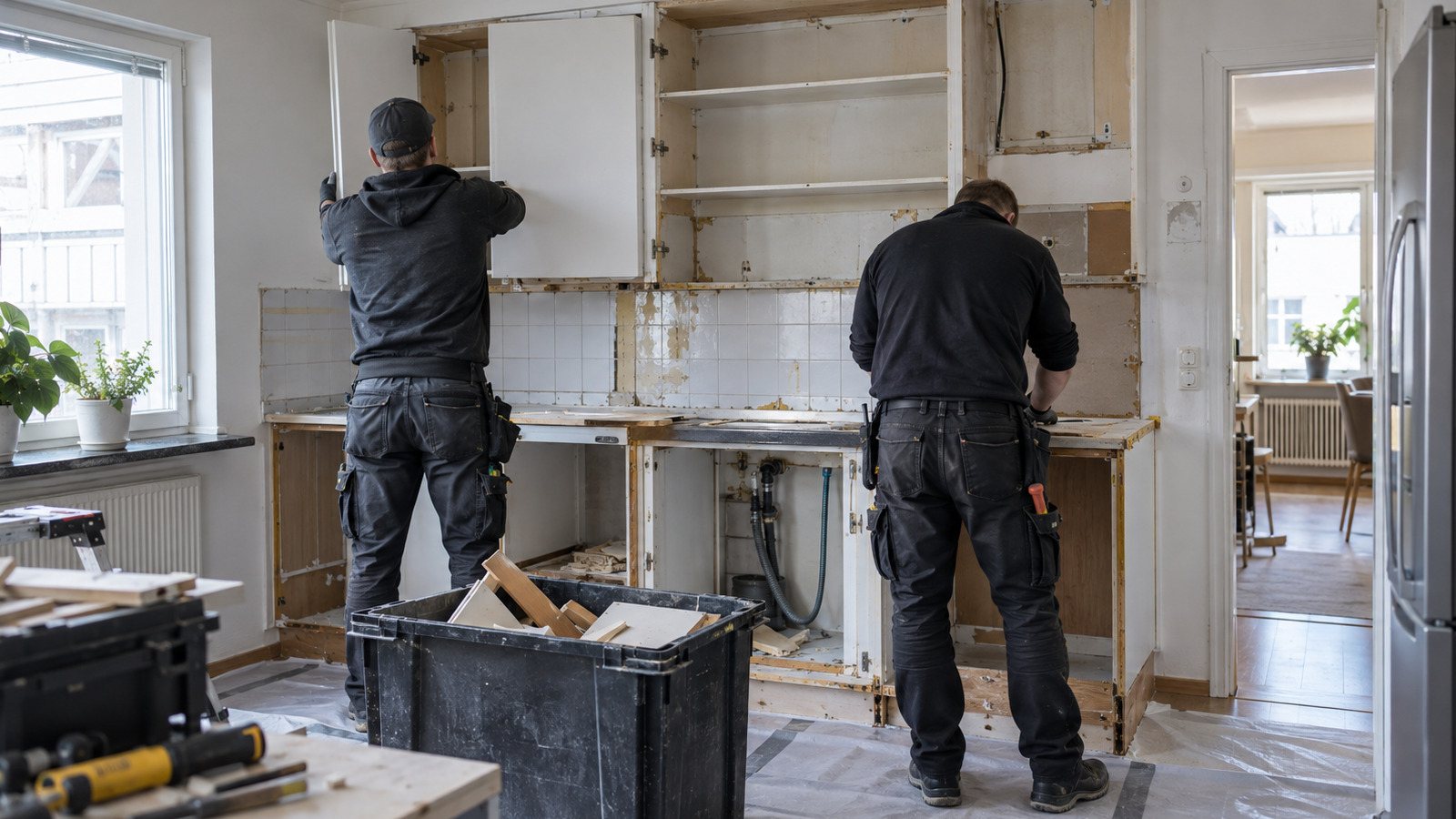 Koksrenovering – hantverkare i arbete