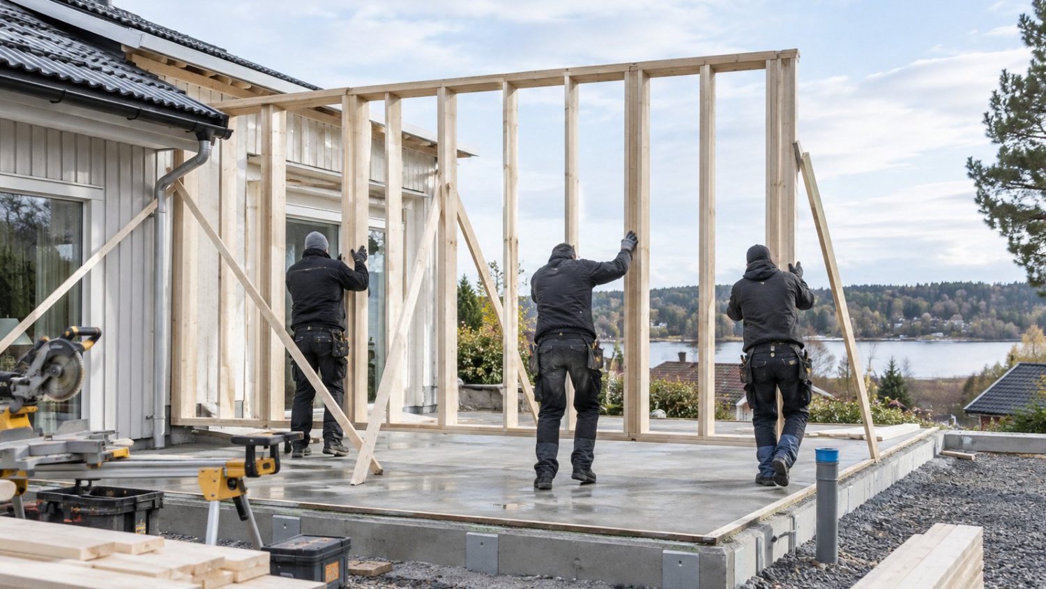 Tillbyggnad – hantverkare i arbete