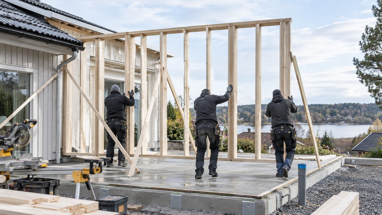 Tillbyggnad – hantverkare i arbete