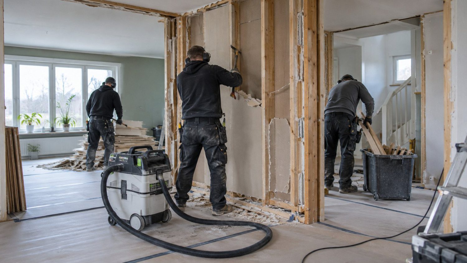 Renovering totalrenovering – hantverkare i arbete