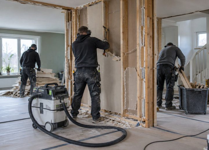Renovering totalrenovering – hantverkare i arbete