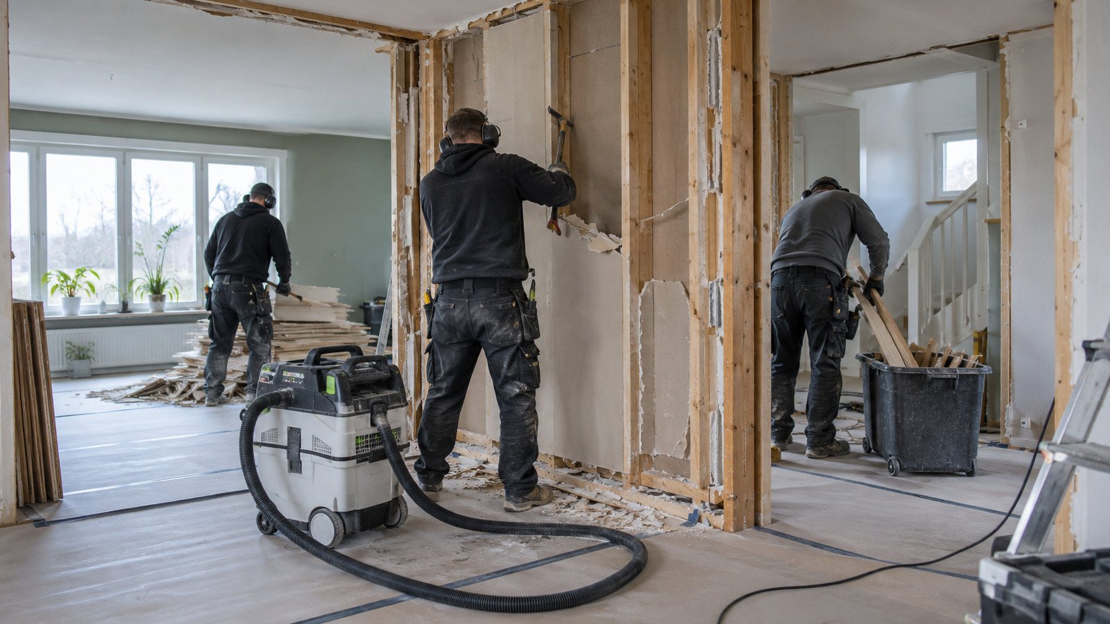 Renovering totalrenovering – hantverkare i arbete