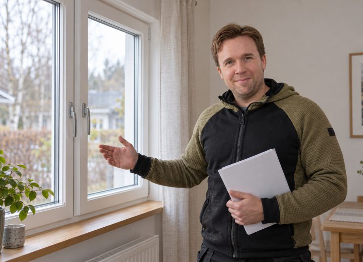 Jonas från Falu Allbygg i fönstermiljö