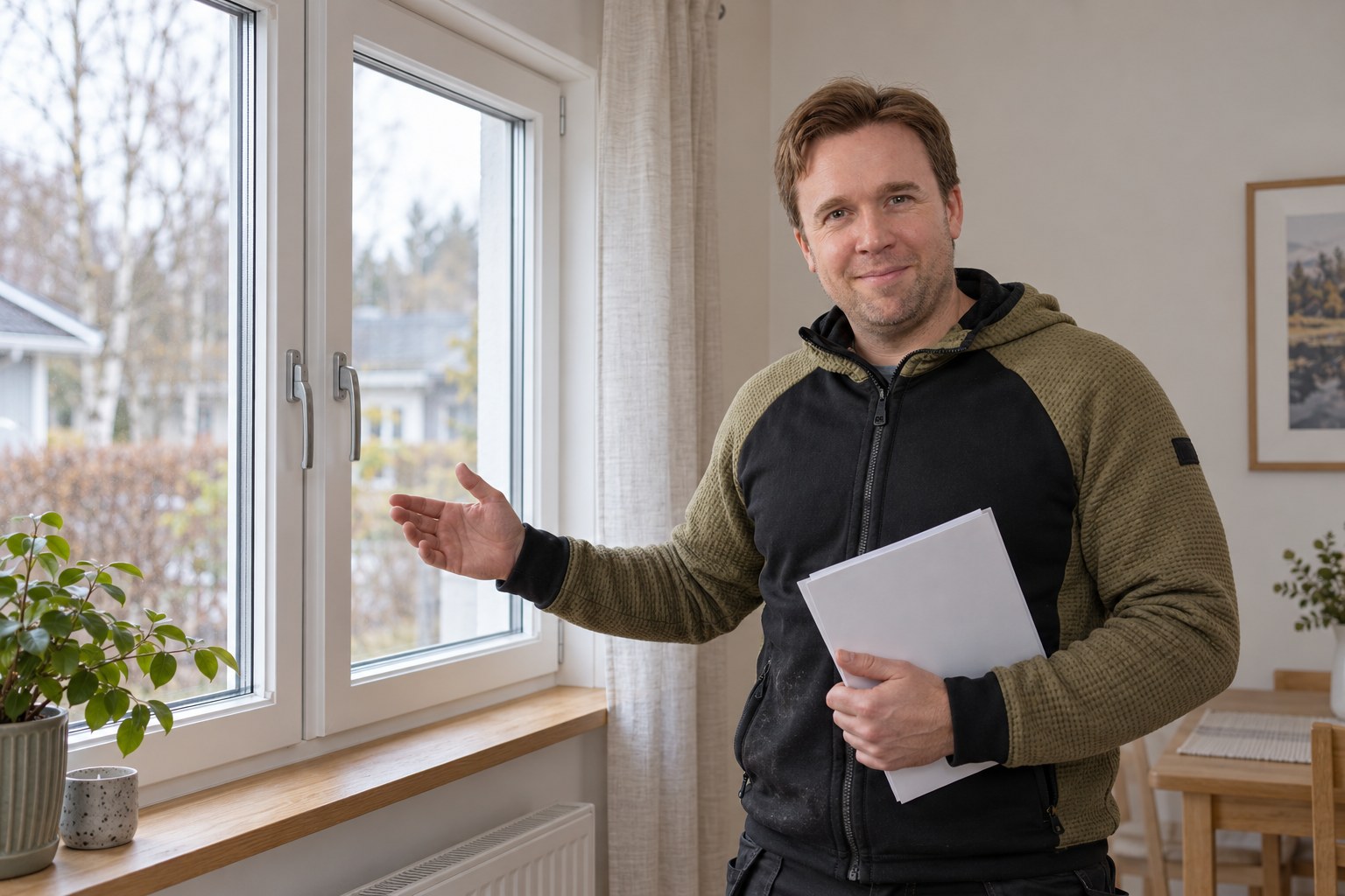 Jonas från Falu Allbygg i fönstermiljö