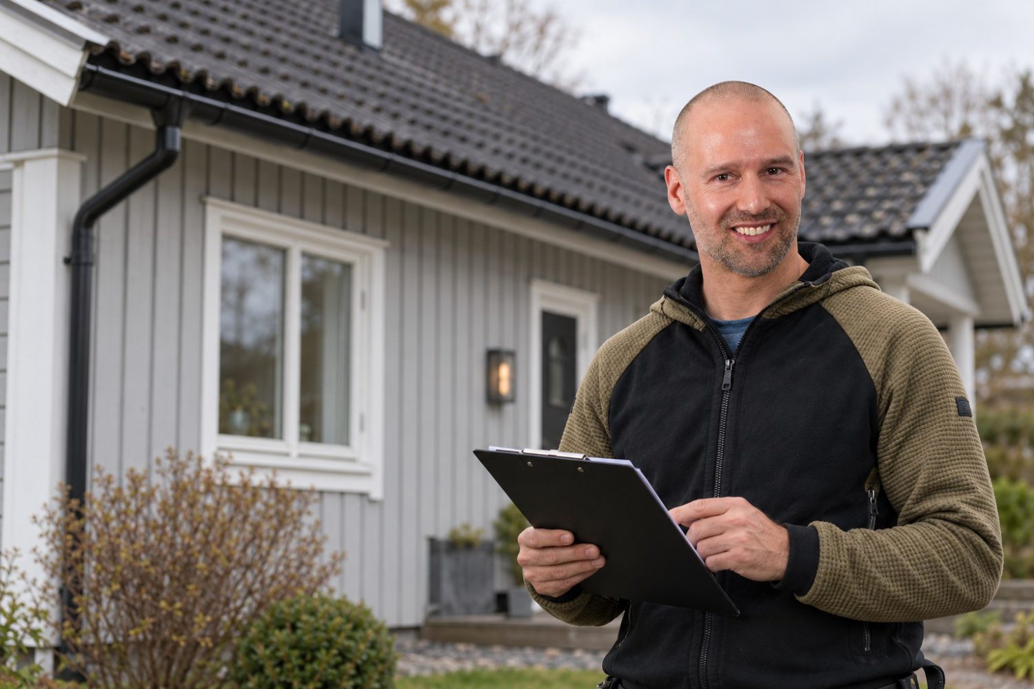 Viktor från Falu Allbygg i villamiljö