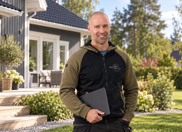 Viktor från Falu Allbygg i villamiljö
