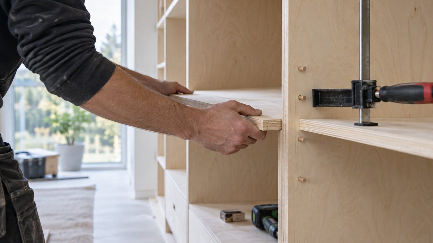Snickare arbete platsbyggt