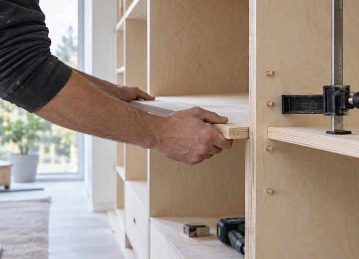 Snickare arbete platsbyggt