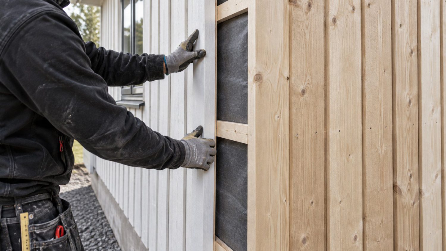 Tillbyggnad arbete fasadovergang