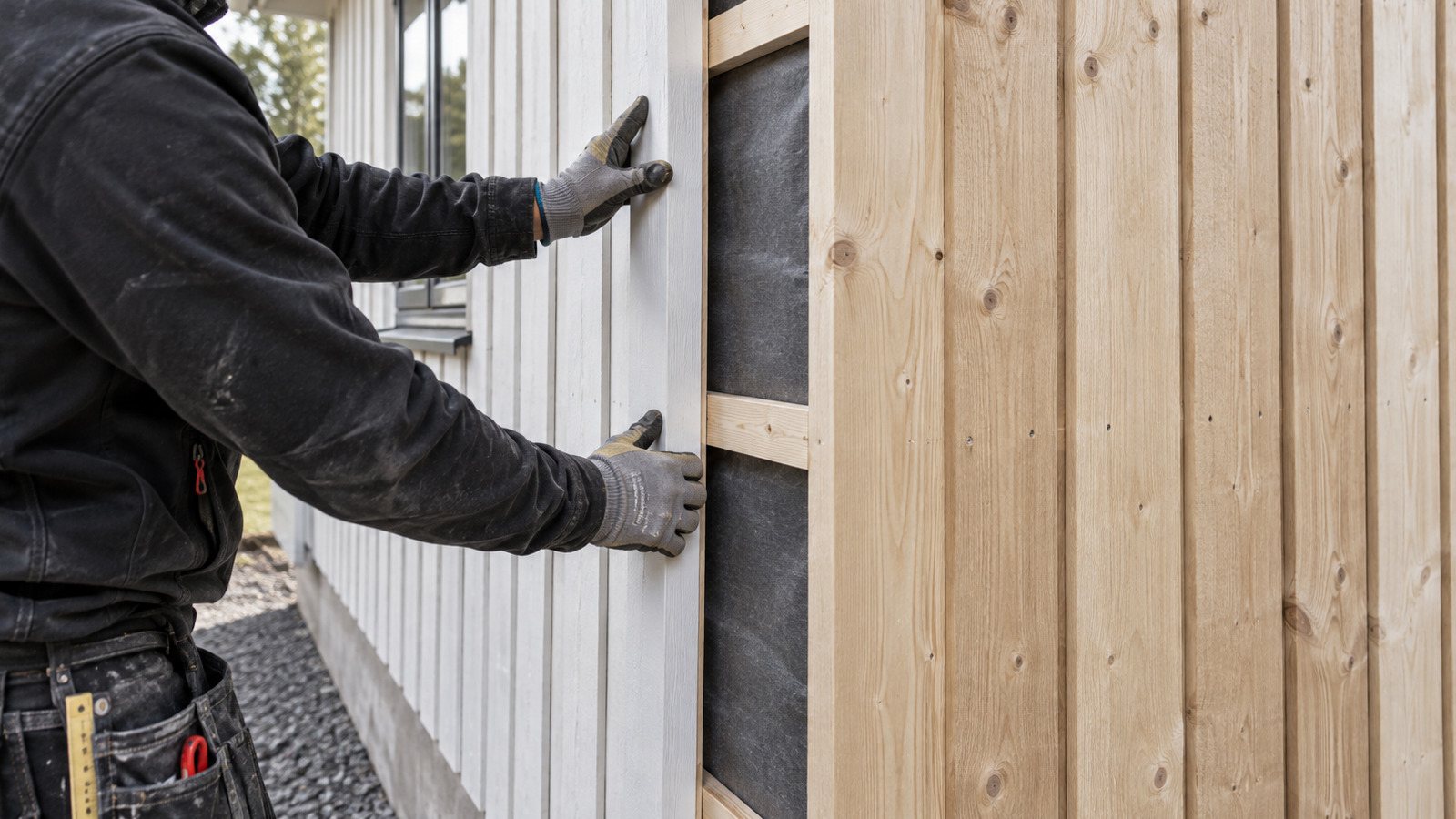 Tillbyggnad arbete fasadovergang