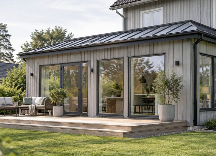 Tillbyggnad projekt ljus villa