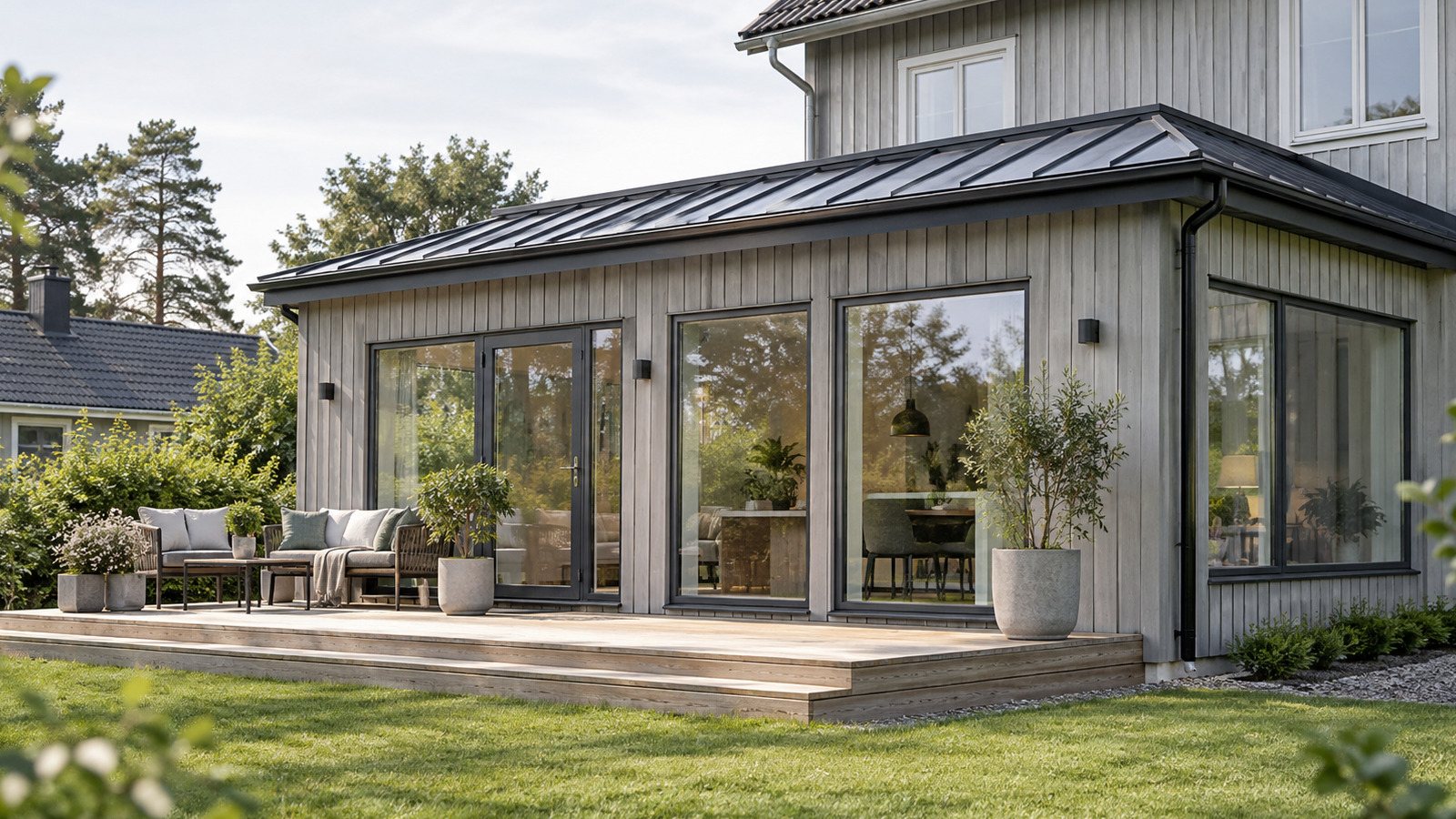 Tillbyggnad projekt ljus villa