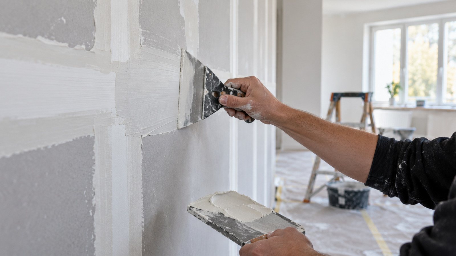 Totalrenovering arbete spackling